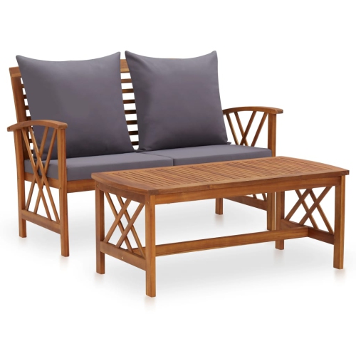 VIDAXL  2 Piece Patio Lounge Set With Cushions Solid Acacia Wood