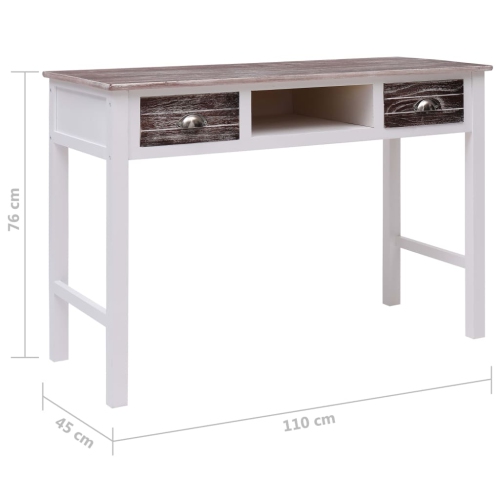 Bureau d’écriture VidaXL brun 43.3 x 17,7 x 29,9 po en bois