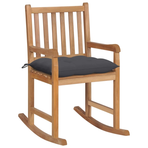 VIDAXL  Rocking Chair With Anthracite Cushion Solid Teak Wood