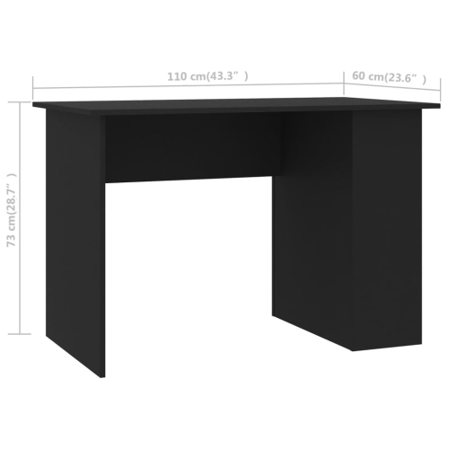 vidaXL Desk Black 43.3"x23.6"x28.7" Chipboard