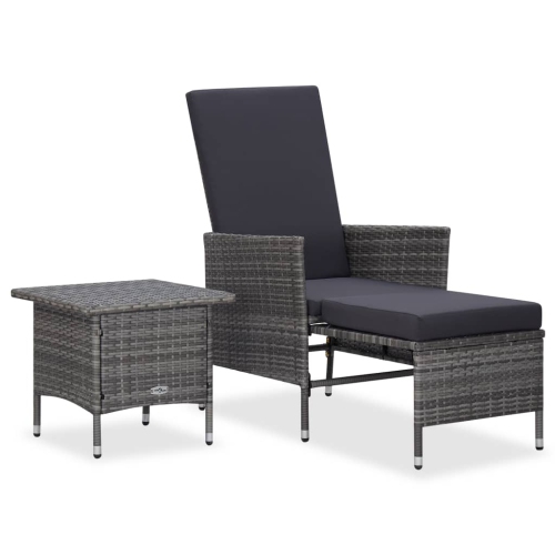 VIDAXL  2 Piece Patio Lounge Set With Cushions Poly Rattan In Gray