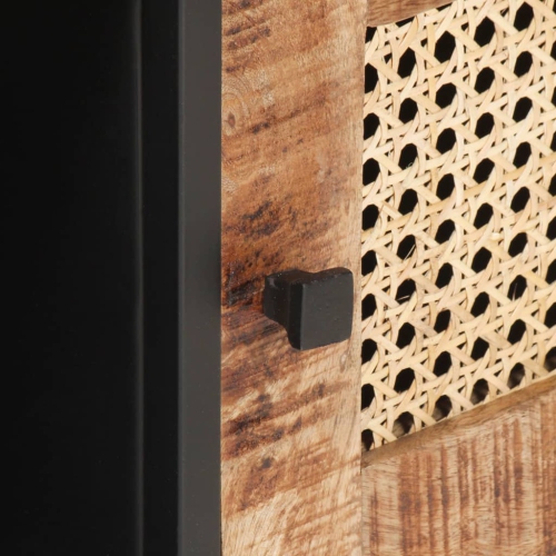 Table basse VidaXL de 35.4 x 19,7 x 13,8 po, bois de manguier brut et canne naturelle