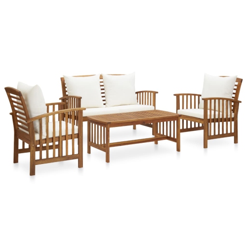 VIDAXL  4 Piece Patio Lounge Set With Cushions Solid Acacia Wood