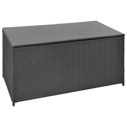 vidaXL Patio Storage Box Black 47.2"x19.7"x23.6" Poly Rattan