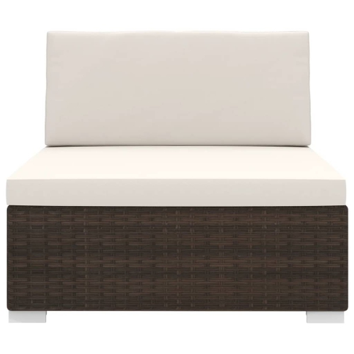 vidaXL Sectional Middle Seat with Cushions Poly Rattan Brown