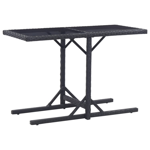 VIDAXL  Patio Table 43.3"x20.9"x28.3" Glass And Poly Rattan In Black