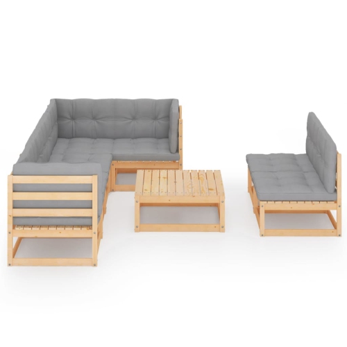 Ensemble de patio de 8 pièces avec coussins en bois massif Pinewood vidaXL