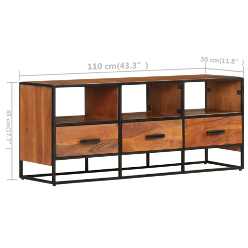 vidaXL TV Cabinet 43.3"x11.8"x17.7" Solid Acacia Wood