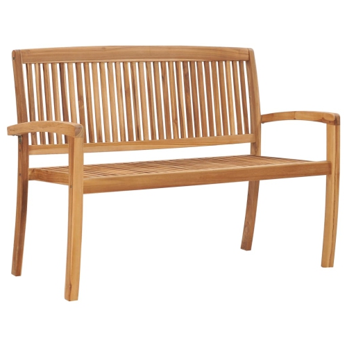 Banc de jardin empilable de 50.6 po en teck massif avec coussin VidaXL