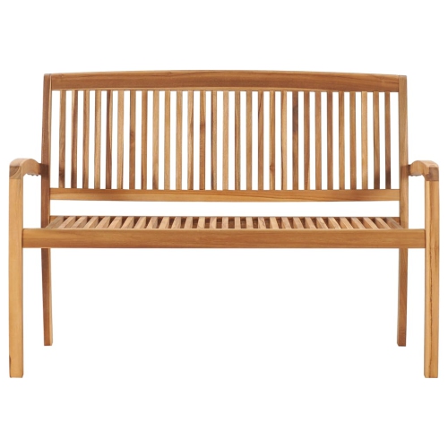Banc de jardin empilable de 50.6 po en teck massif avec coussin VidaXL