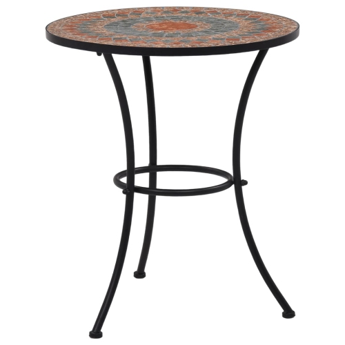 Table bistro à motif de mosaïque orange/gris de 23.6 po en céramique VidaXL
