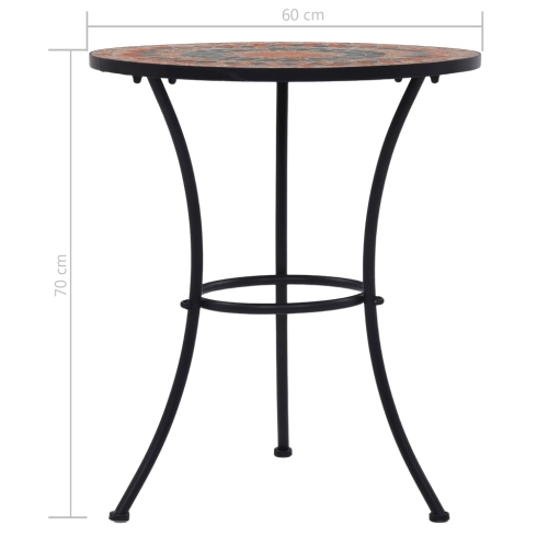 Table bistro à motif de mosaïque orange/gris de 23.6 po en céramique VidaXL