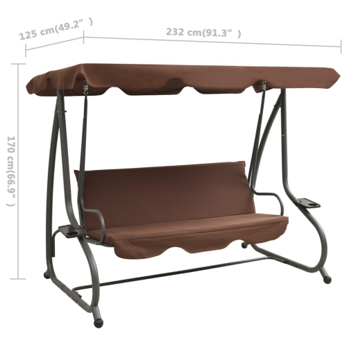 vidaXL Outdoor Swing Bench with Canopy Coffee
