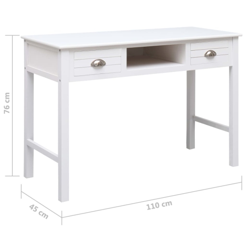 Bureau de travail blanc vidaXL de 43.3 x 17,7 x 29,9 po en bois
