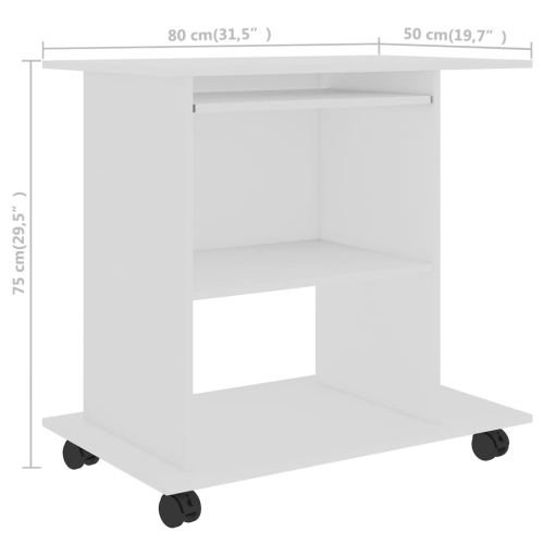 vidaXL Computer Desk White 31.5"x19.7"x29.5" Chipboard