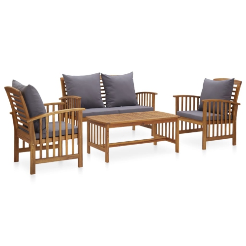 VIDAXL  4 Piece Patio Lounge Set With Cushions Solid Acacia Wood