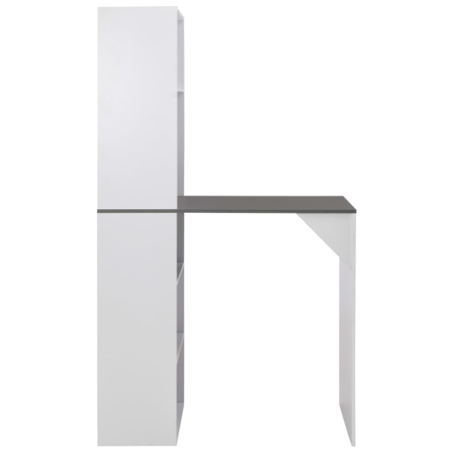vidaXL Bar Table with Cabinet White 45.28"x23.23"x78.74"