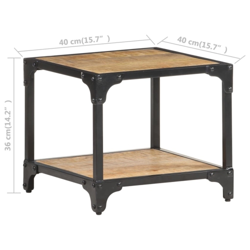 vidaXL Coffee Table 15.7"x15.7"x14.2" Solid Rough Mango Wood