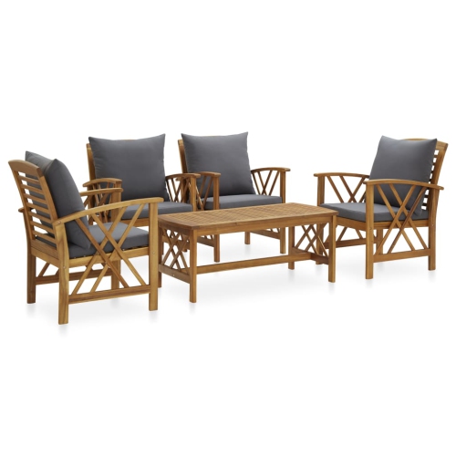 VIDAXL  5 Piece Patio Lounge Set With Cushions Solid Acacia Wood