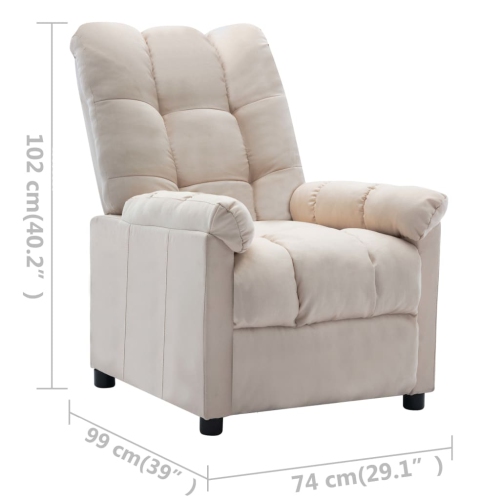 vidaXL Recliner Cream Fabric