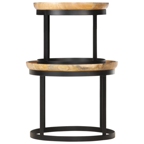 vidaXL Round Side Tables 2 pcs Solid Mango Wood and Steel