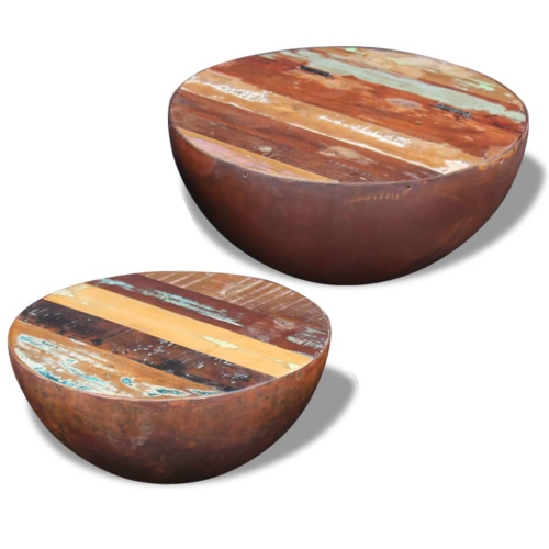 VIDAXL  Two Piece Bowl Shaped Coffee Table Set Solid Reclaimed Wood