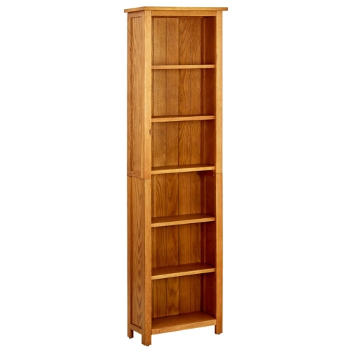 VIDAXL  6-Tier Bookcase 20.4"x8.6"x70.8" Solid Oak Wood