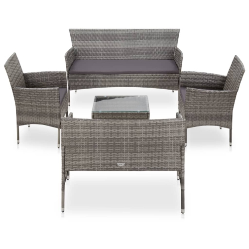 VIDAXL  5 Piece Patio Lounge Set With Cushions Poly Rattan In Gray