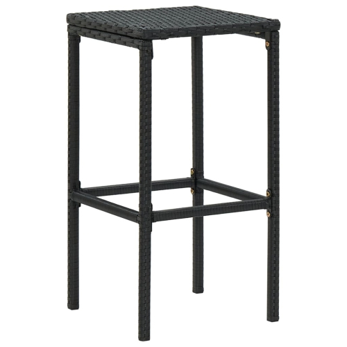 vidaXL Bar Stools with Cushions 3 pcs Black Poly Rattan