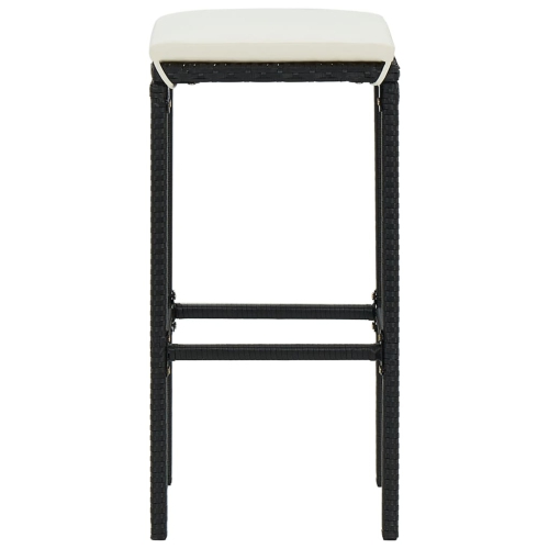 vidaXL Bar Stools with Cushions 3 pcs Black Poly Rattan