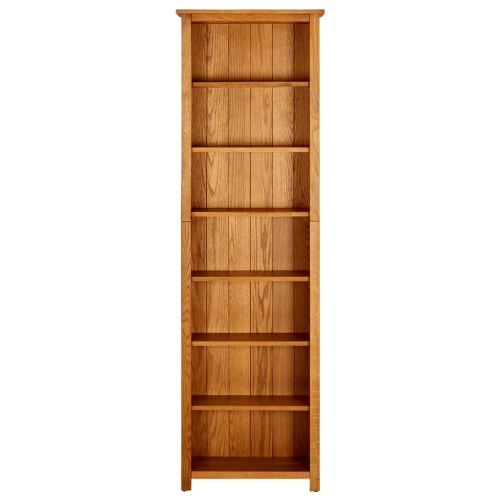 vidaXL 7-Tier Bookcase 23.6"x8.6"x78.7" Solid Oak Wood