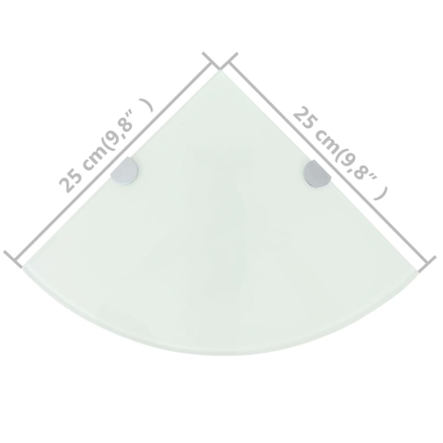 2 tablettes en coin VidaXL avec supports en verre chromés de 9.8 x 9,8 po