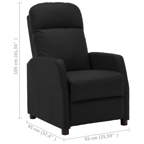 vidaXL Reclining Chair Black Faux Leather