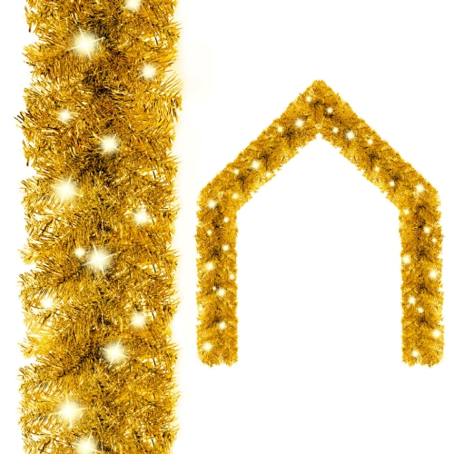 VIDAXL  Christmas Garland With Led Lights 787.4" Gold