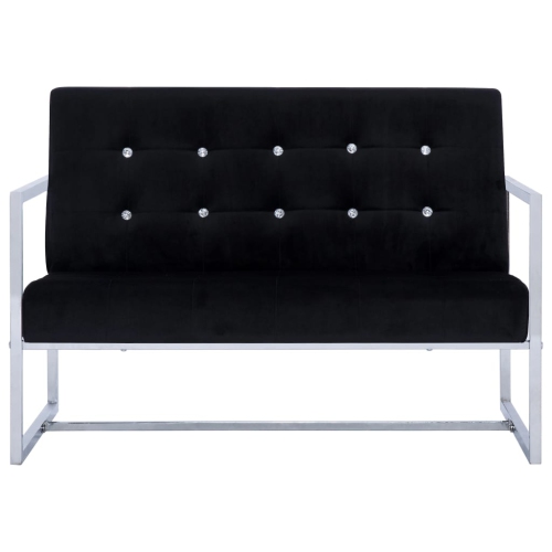 vidaXL 2-Seater Sofa with Armrests Black Chrome and Velvet