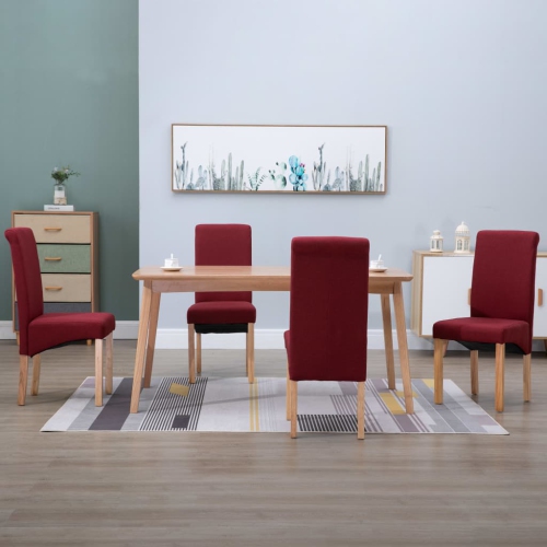 VIDAXL  Dining Chairs 4 PCs Fabric In Red