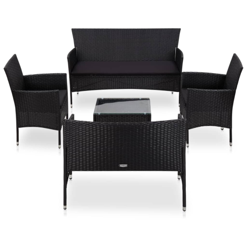 VIDAXL  5 Piece Patio Lounge Set With Cushions Poly Rattan In Black