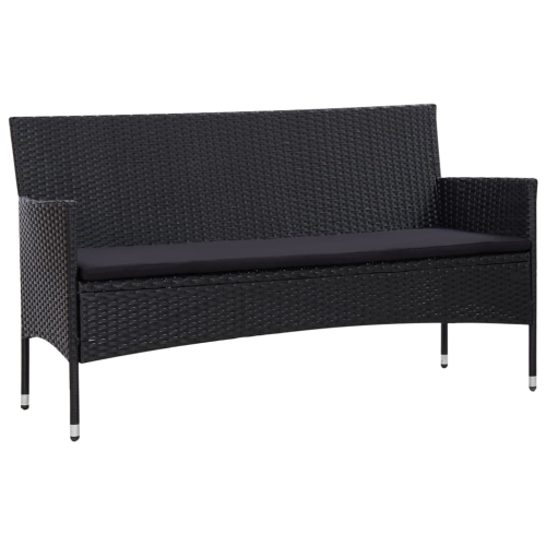vidaXL 5 Piece Patio Lounge Set With Cushions Poly Rattan Black
