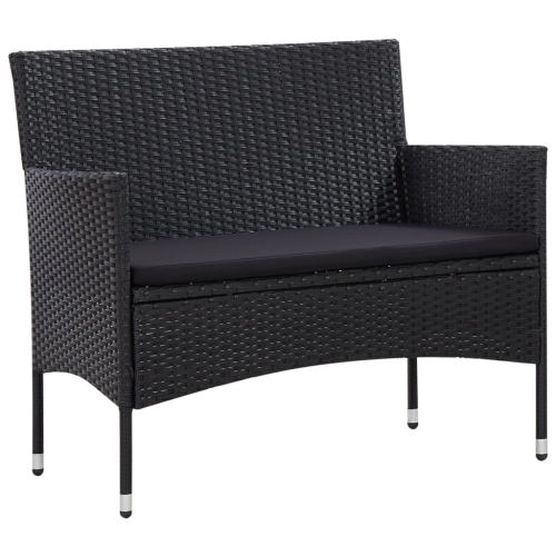vidaXL 5 Piece Patio Lounge Set With Cushions Poly Rattan Black