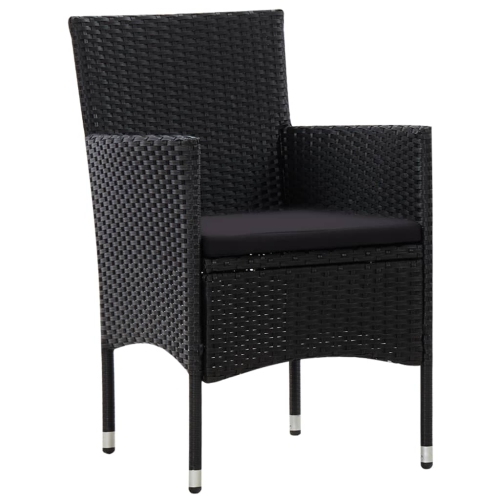 vidaXL 5 Piece Patio Lounge Set With Cushions Poly Rattan Black