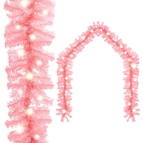 VIDAXL  Christmas Garland With Led Lights 787.4" Pink