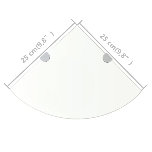 2 tablettes en coin VidaXL avec supports en verre chromés transparents 9.8 x 9,8 po