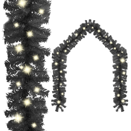 VIDAXL  Christmas Garland With Led Lights 393.7" Black