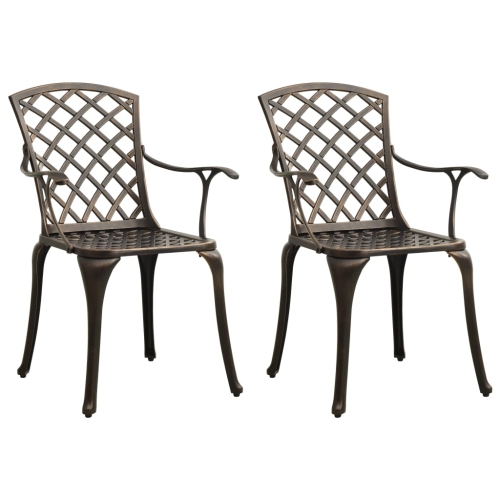 vidaXL Patio Chairs 2 pcs Cast Aluminum Bronze