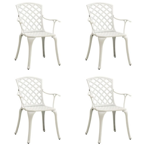 vidaXL Patio Chairs 4 pcs Cast Aluminum White