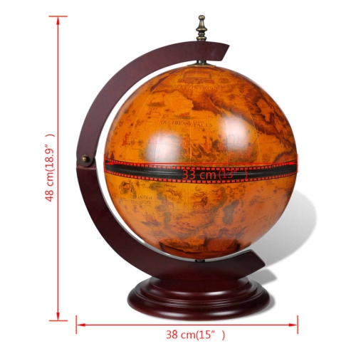 vidaXL Tabletop Globe Bar Wine Stand Eucalyptus Wood