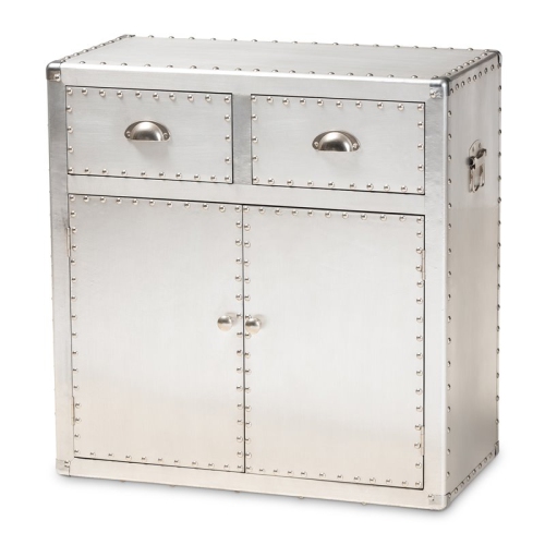 Bowery Hill Silver Metal 2-Door Accent Storage Cabinet