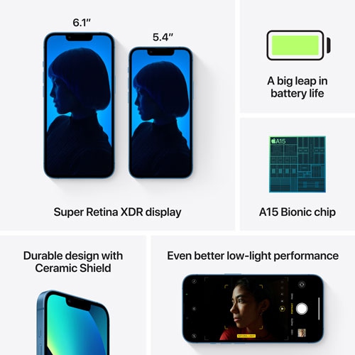 Image 9 de 10.. Remis à neuf - iPhone 13 128 Go d'Apple - Bleu - Déverrouillé