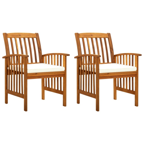 VIDAXL  Patio Dining Chairs 2 PCs With Cushions Solid Acacia Wood
