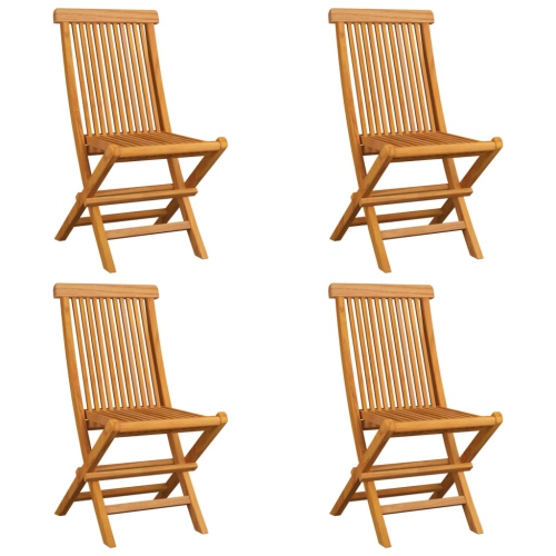 vidaXL Patio Chairs with Cream White Cushions 4 pcs Solid Teak Wood